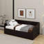 Lit de jour simple en bois avec couchette et tiroirs de rangement-573111567