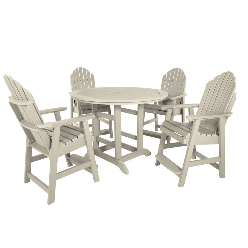 Anette 4-Person 48" Round, Counter-Height Dining Set, Whitewash