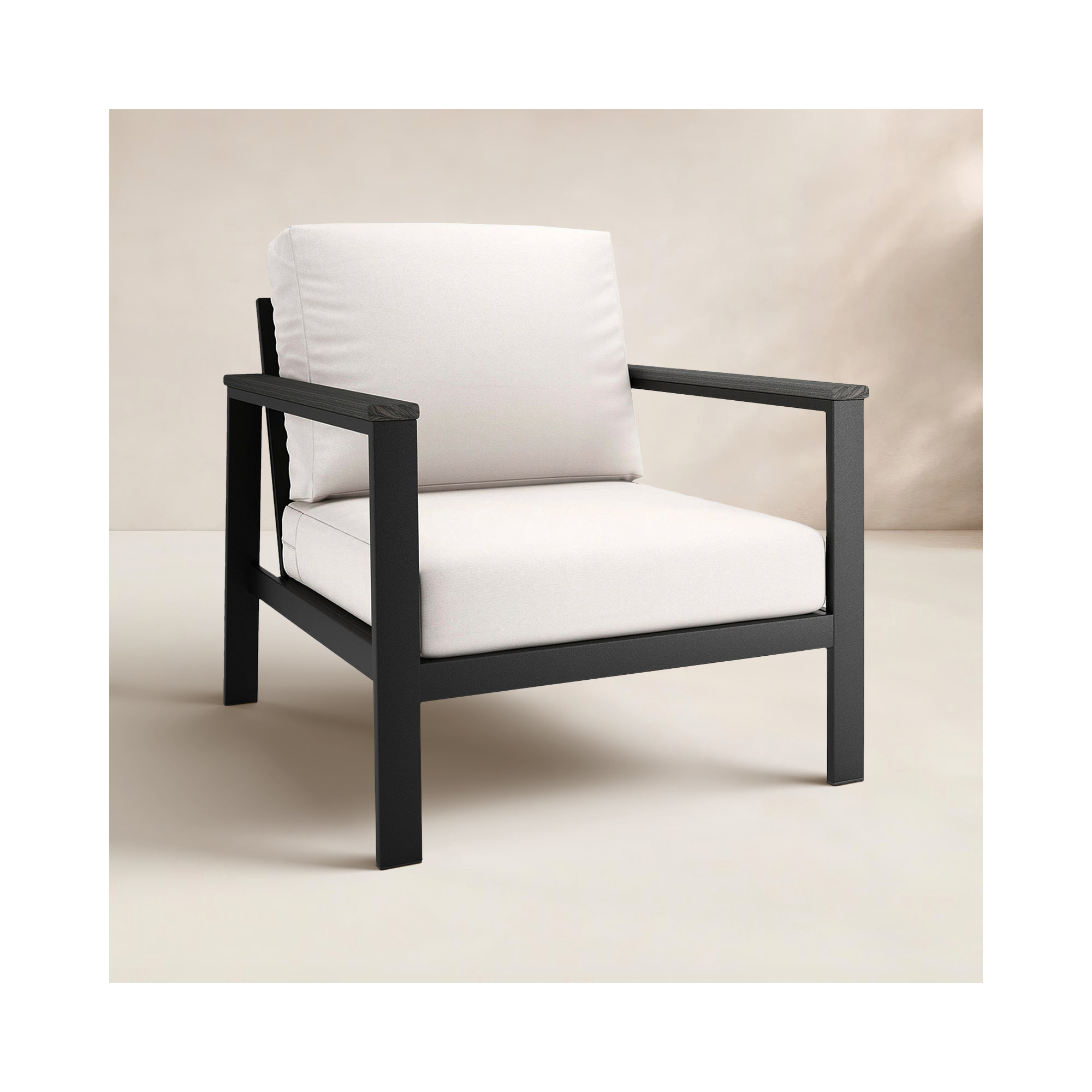 Townsend Outdoor Patio Lounge Chair with Sunbrella Cushions, Canvas White Sunbrella® Canvas, Gray