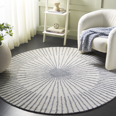 Fifth Avenue 551 Hand Tufted Wool/Pet Yarn/Cotton Starburst Rug in Ivory/Gray