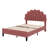 Upholstered Platform Bed With Flower Pattern Headboard