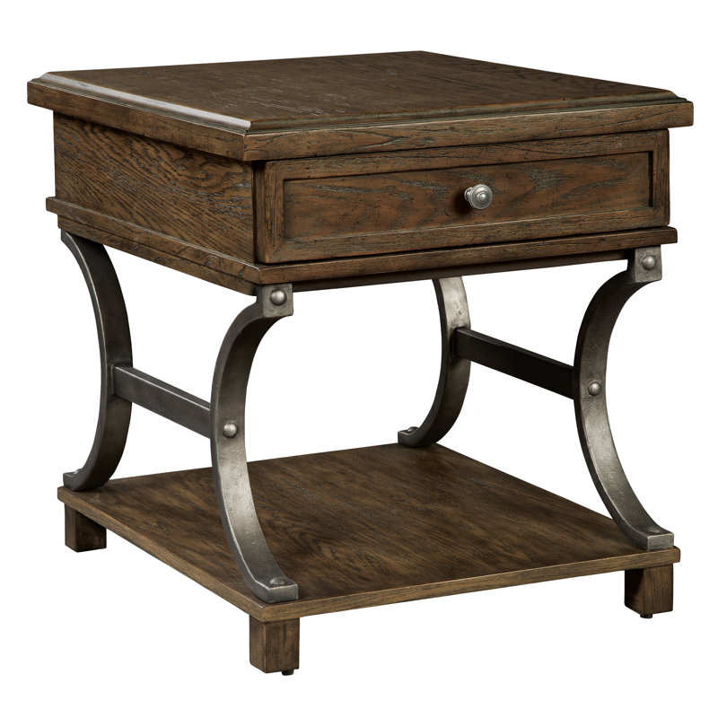Transitional Wexford Brown Rectangular End Table with Storage Drawer