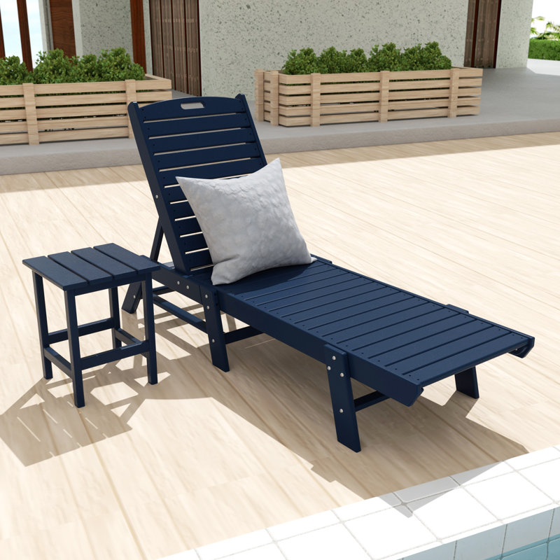 Laguna Outdoor Chaise Lounge with Table, Orange