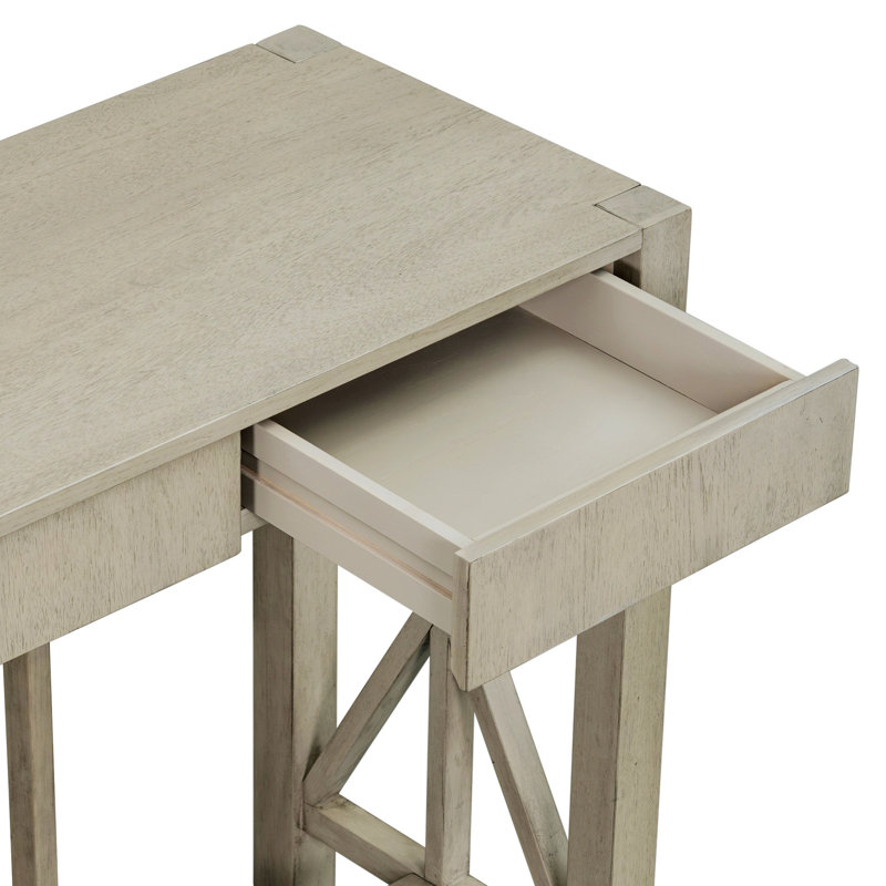 Rectangular Top Console Table with 4 Spacious Drawers, Open Bottom Storage, Grey