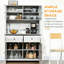 Armoire de cuisine de 63,5 po avec rangement et garde-manger, 4 tablettes, tiroirs, gris cendré, portes en verre, buffet ouvert au comptoir pour micro-ondes, rehausse l'apparence