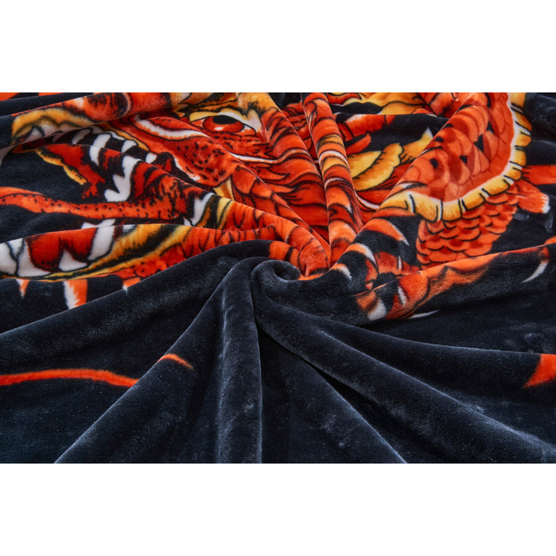 King Size Black and Red Reversible Faux Mink Blanket