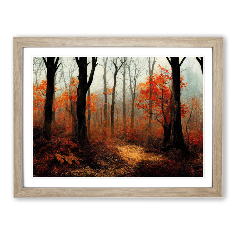 Magnetic Autumn Forest - Framed Print, 46cm H x 64cm W x 2cm D, Oak
