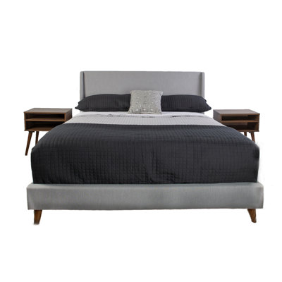 Upholstered Bed With 2 Nightstands