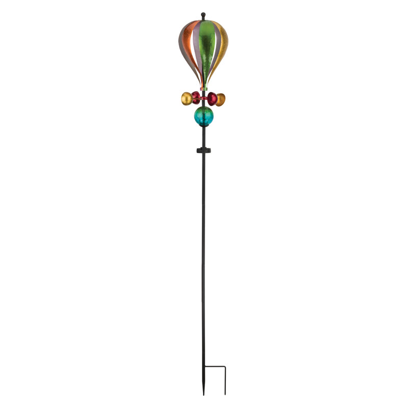 Whimsical Multicolor Balloon Solar Wind Spinner Stake
