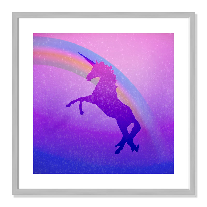 « licorne 2 », art encadré, H 23,5 po x l 23,5 po x P 1,19 po, Encadré de boîte argent