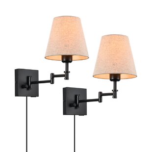 LNC Swing Arm Wall Sconce Lighting Adjustable Gold Plug-in Lamp,1