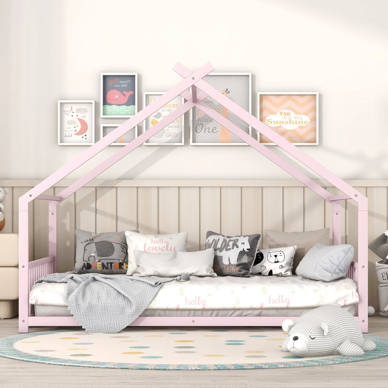 Lit simple en métal, Lit double, Rose