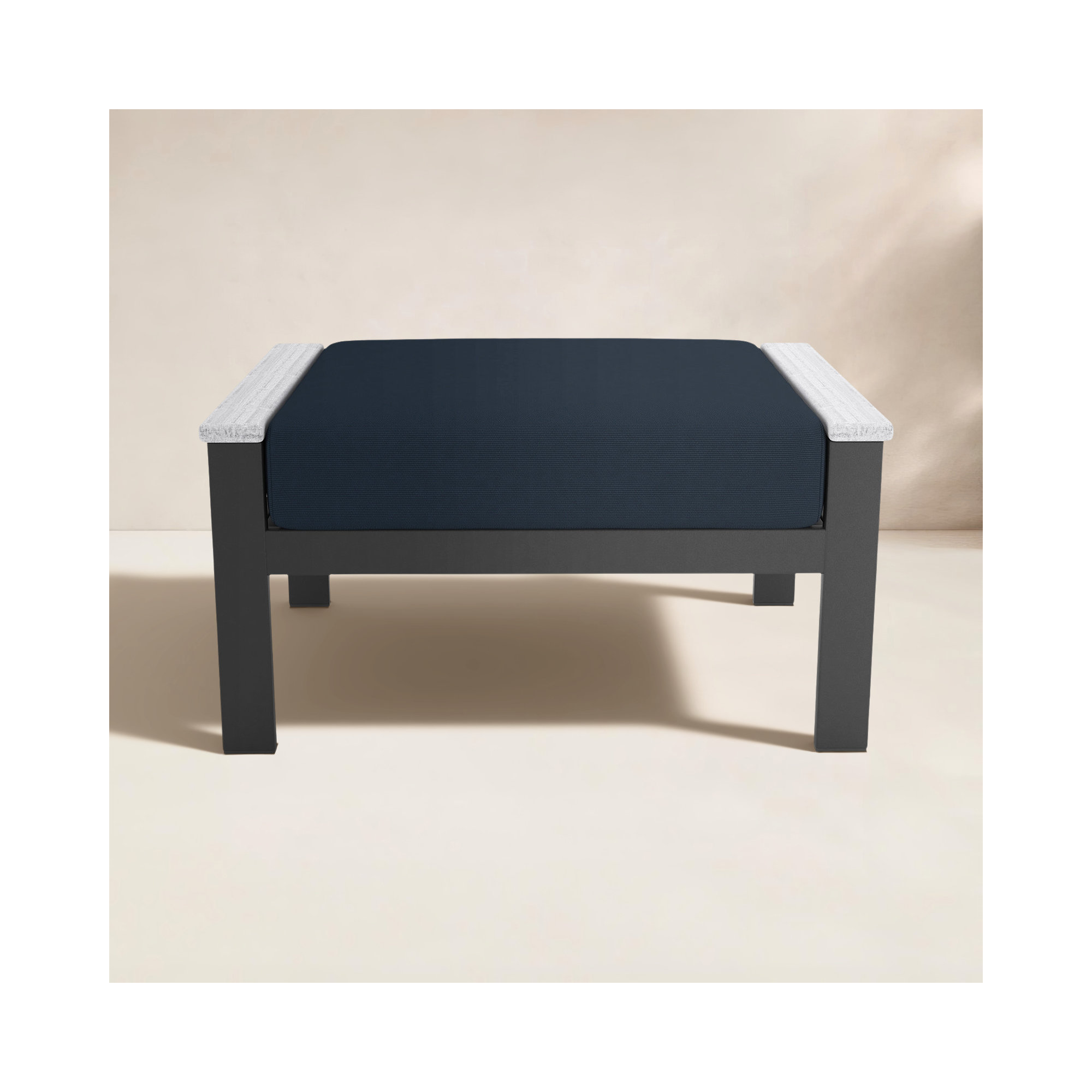 Townsend Outdoor Ottoman with Sunbrella® Cushion, Canvas Navy Sunbrella® Canvas