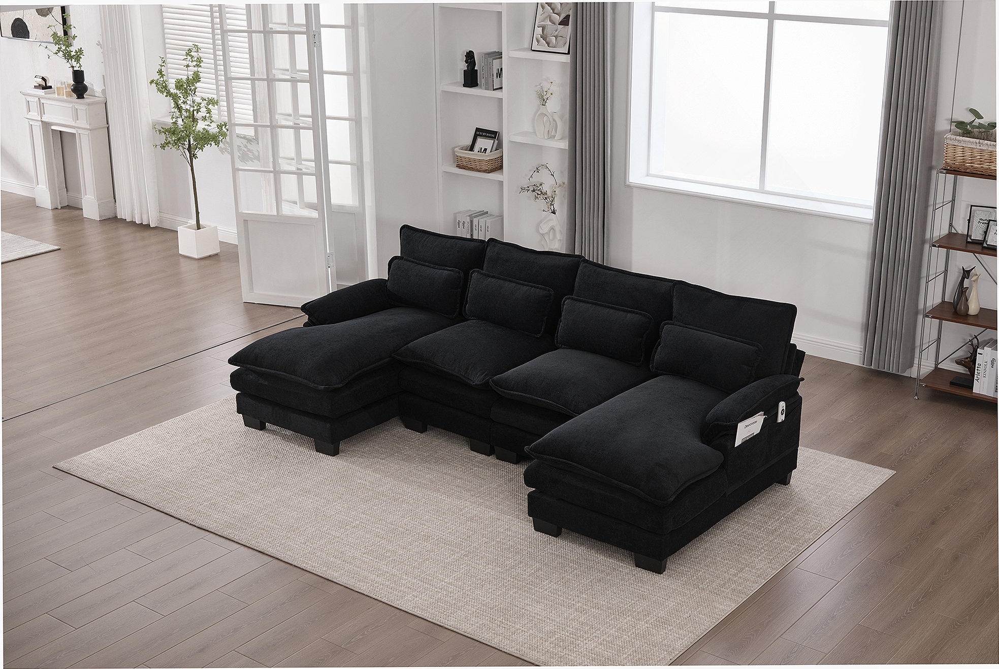 Latitude Run® Comfortable Chenille U Shaped Cloud Couch With Memory ...