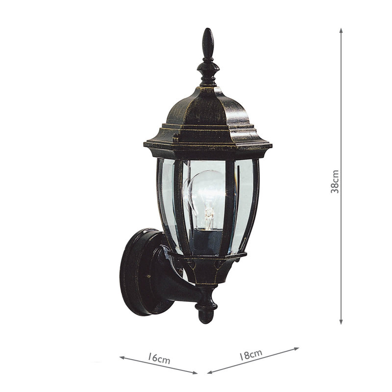 Lundberg Outdoor Wall Lantern, Black / Gold