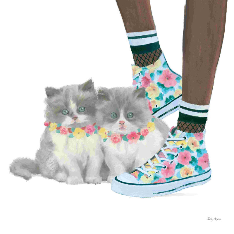 Cutie Kitties VII, H 12 po x l 12 po x P 1,25 po, Non, Toile tendue