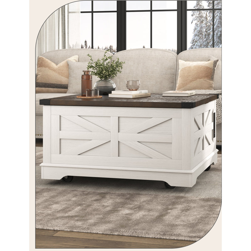 Table basse Vardell, Blanc, Brun