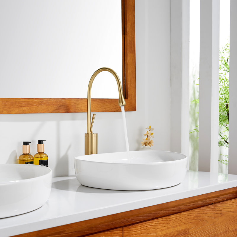 Lavabo vasque en céramique 20 po Modern, Blanc lustré