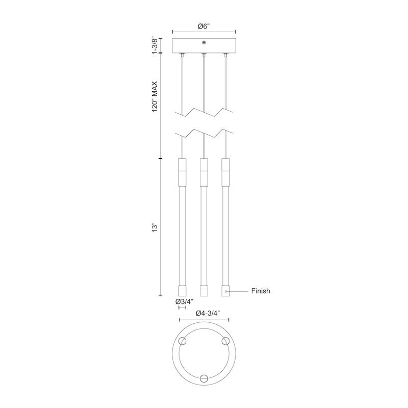 Motif 3 - Light LED Pendant, 13" H x 4.75" W x 4.75" D