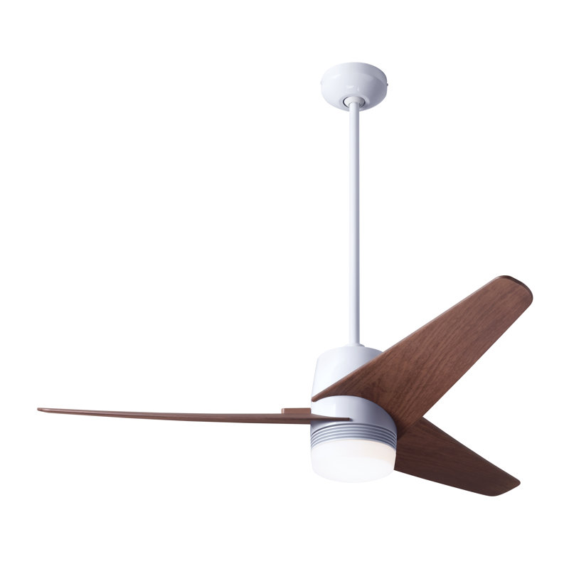 Velo 48'' Ceiling Fan with LED Lights, Wall Control, Mahogany, Gloss White