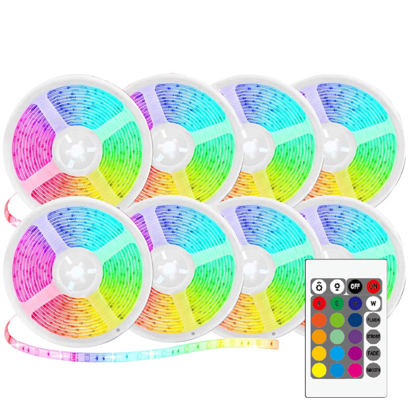 Bande lumineuse à DEL WBM Smart, 5050 RVB changeant de couleur, contrôle par radiofréquences pour la chambre à coucher (ensemble de 8)