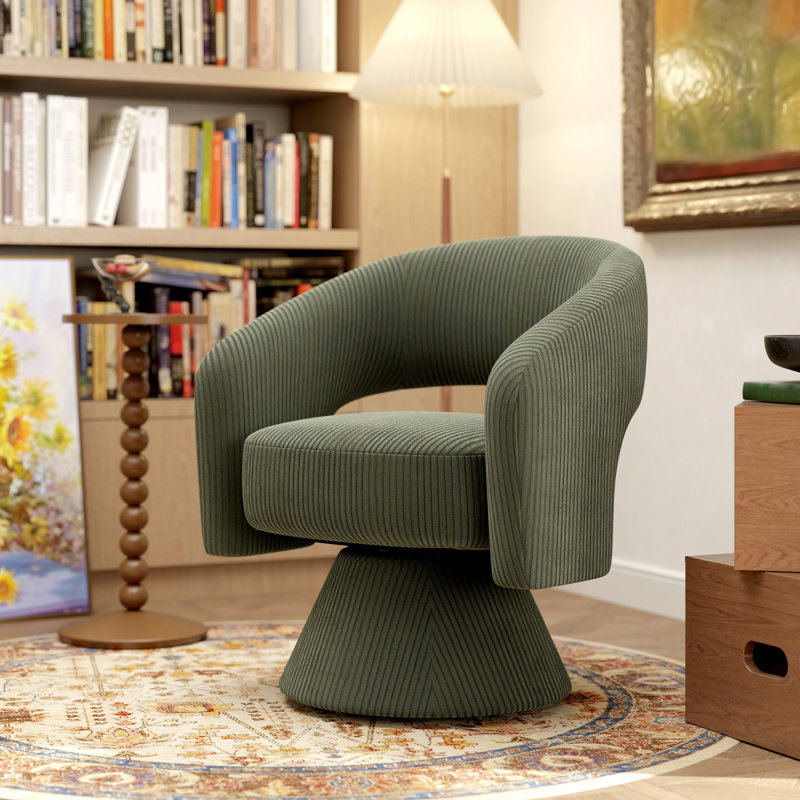 Fauteuil d'appoint pivotant, chaise de salon rembourrée moderne avec rembourrage épais pour la lecture, vert