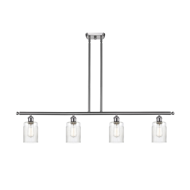 Luminaire suspendu tambour à 4 lumières pour îlot de cuisine Caplinger, Nickel satiné brossé, Ampoule DEL 6 watts Vinage