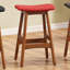 Tabourets de comptoir Mid-Century modernes en similicuir et bois massif (ensemble de 2)-12512887