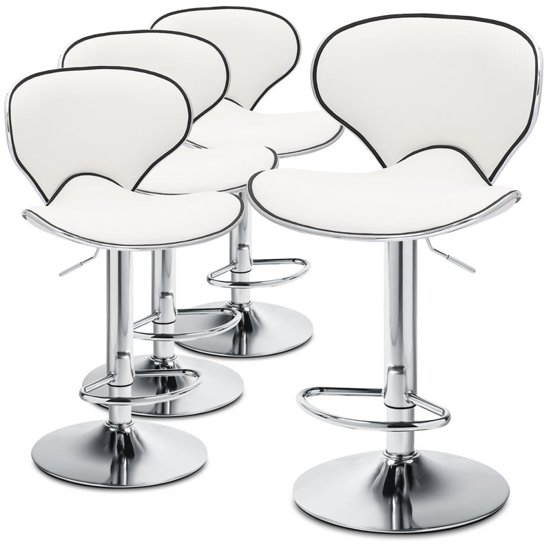 4 Pieces Bar Stools Adjustable Swivel Barstools, Modern Dining Counter Height Bar Chairs, Blanc