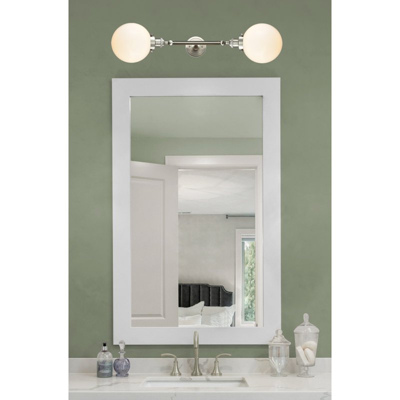 Clementina 2 - Light Dimmable Vanity Light, 6 Watt Vinage LED Bulb, Matte White Cased, Brushed Satin Nickel