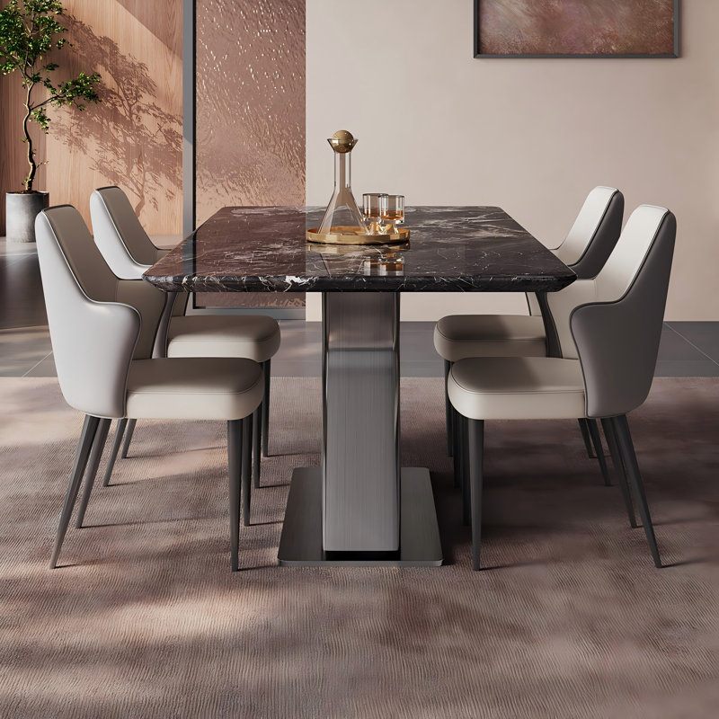 Table de salle à manger en acier inoxydable, H 29,53 po x L 70,87 po x l 33,46 po