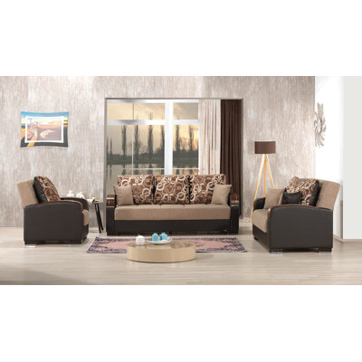 Collection Upholstered Convertible Loveseat With Storage