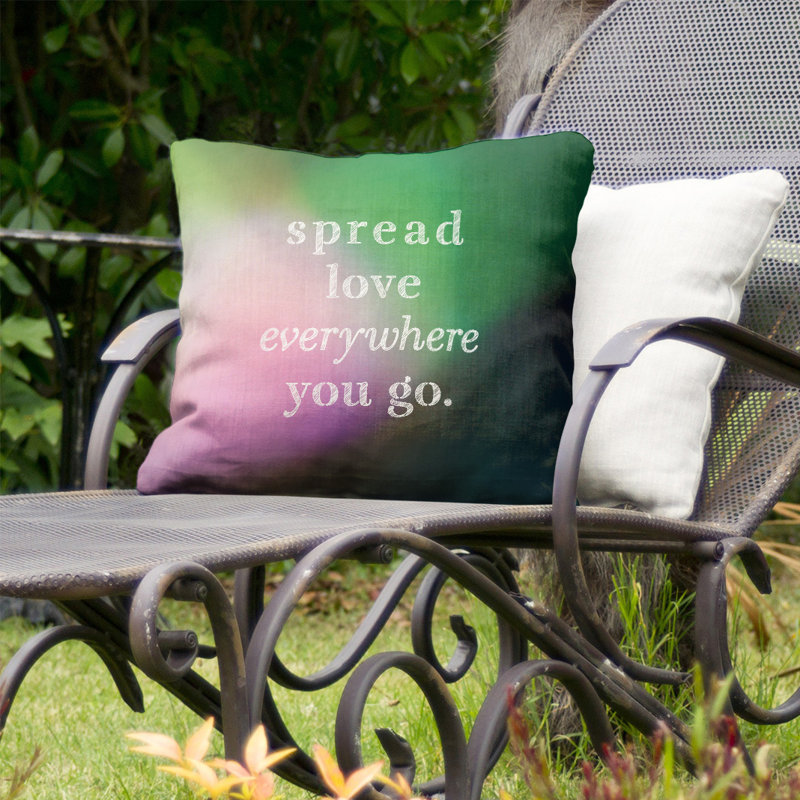 Outdoor Reversible Throw Pillow, 16" x 16", Pink/Green