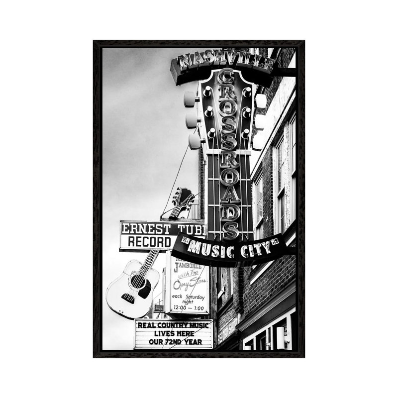 Nashville Music City by Susanne Kremer - Print on Canvas, Black Floater Framed, 101.6cm H x 66.04cm W x 3.81cm D