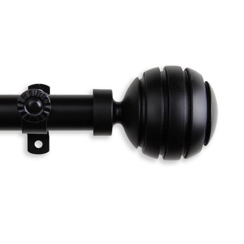 Tringle à rideaux simple pour fenêtre à 4 côtés Pepin, Noir, 28 po à 48 po (chaque côté)
