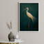 Oiseau aigrette vert rétro, photos de salle de bain rustique moderne, impression sur toile encadrée-115240905-115240913-115240912