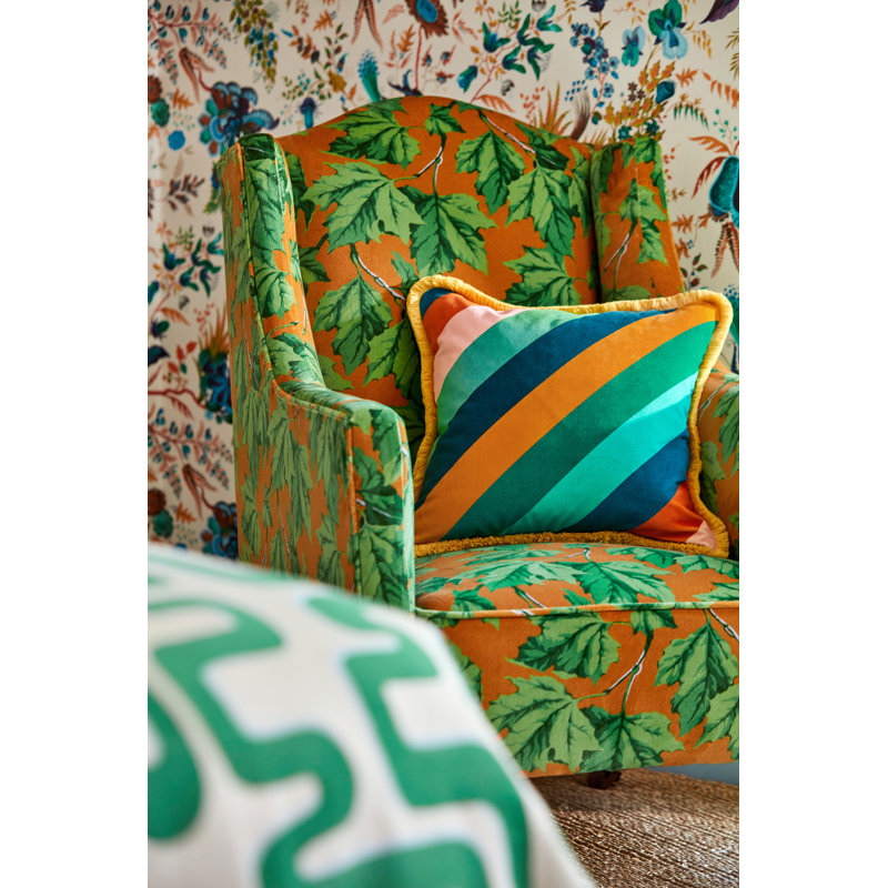Dappled Leaf Fabric, Emerald/Amber
