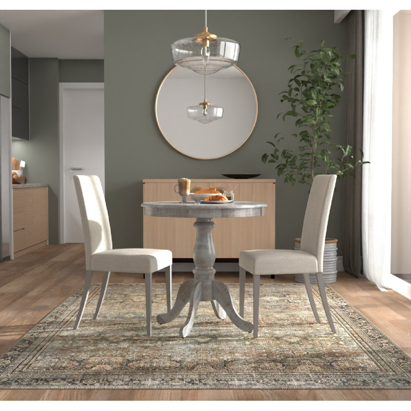 Table de salle à manger à piédestal 30 po Classic Classic Beige, L 30 po x L 30 po, Brun clair