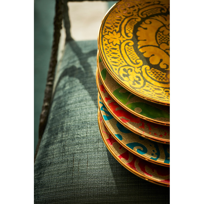 Fortuny Uccelli Dessert Plate - (Red) - Set of 4