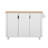 K&K 51" Fluted Kitchen Island With Drop Leaf, Farmhouse Accent Kitchen Island On Wheels With Internal Storage Rack, Rolling Kitchen Cart With Towel Rack For Kitchen, Dining Room, White Ash