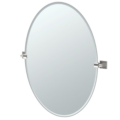 Elevate Frameless Oval Wall Mirror | Bathroom Vanity Pivoting and Beveled Mirror