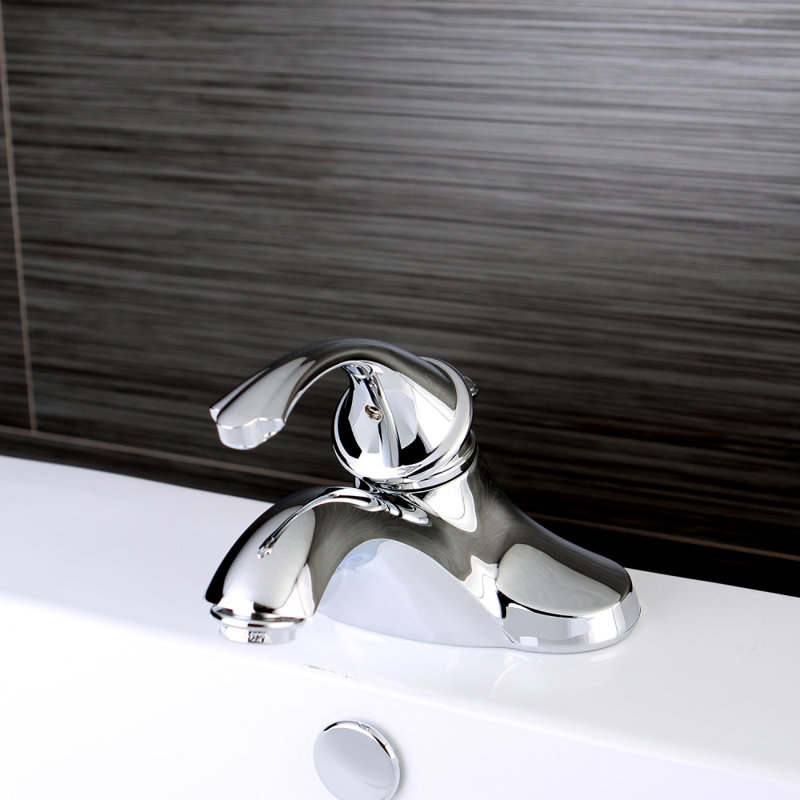 Kingston Brass Georgian Single-Handle 3-Hole Deck Mount 4" Centerset Bathroom Faucet with Plastic Pop-Up, Brushed Nickel