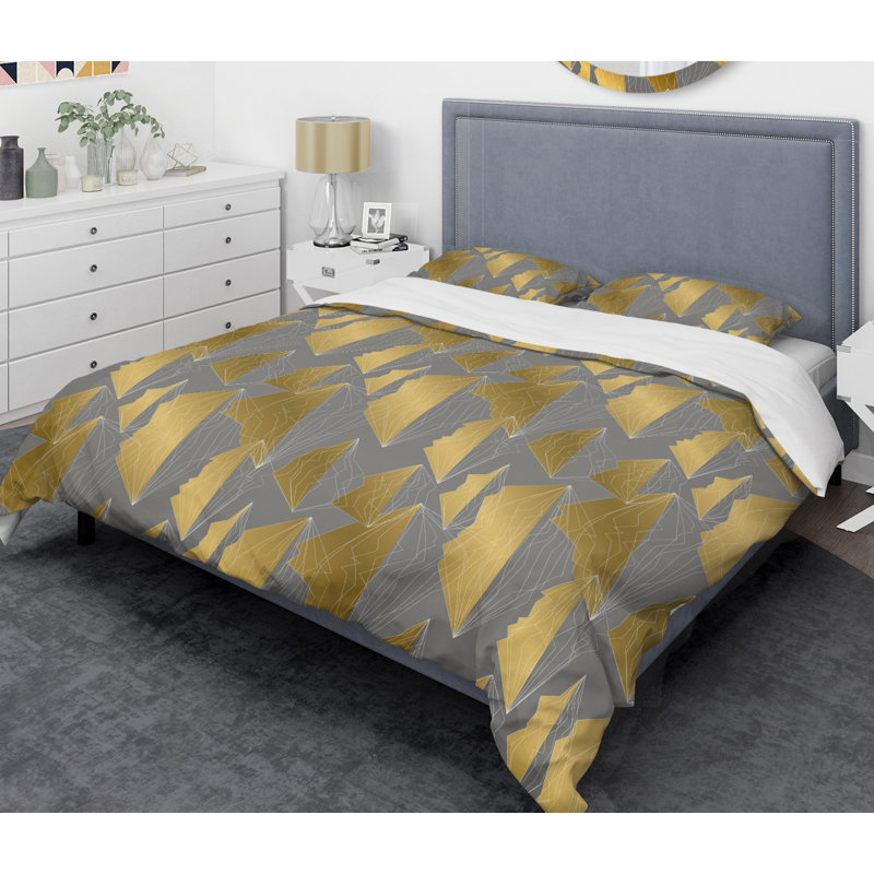 Glam Polyester Abstract Duvet Cover, Full/Queen Duvet Cover + 2 Shams