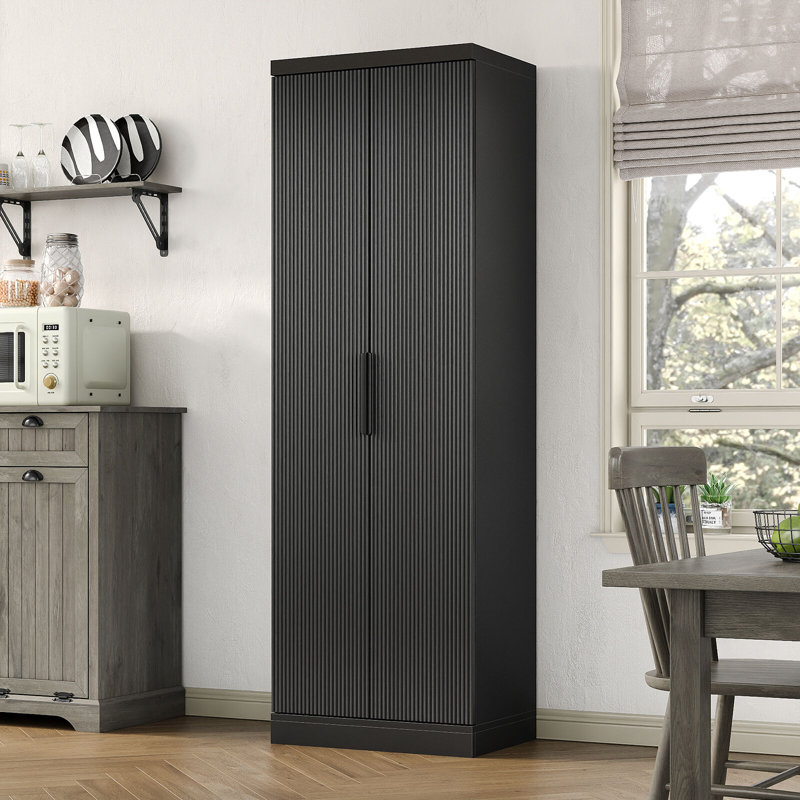 71'' Kitchen Pantry Cabinet, Tall Storage Kitchen Pantry Cabinet With Adjustable Shelves&Fluted Door, Kitchen Hutch With 5-Tier Cabinet For Living Room Kitchen Dinning Room Bedroom