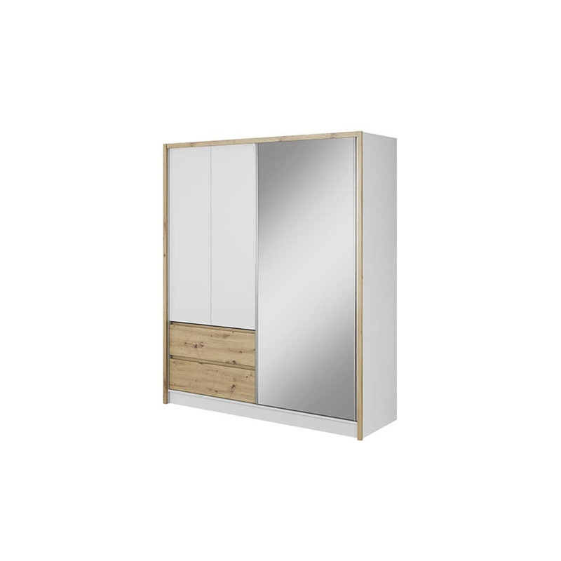 Delmy 3 Door Solid + Manufactured Wood Wardrobe, Oak Artisan, 214cm H x 180cm W x 62cm D