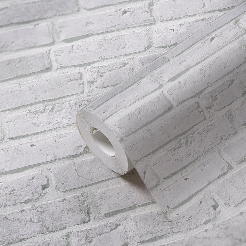 The Bricks and More Brickshire Residents Motif 10.05m x 53cm Matte Wallpaper Roll, White