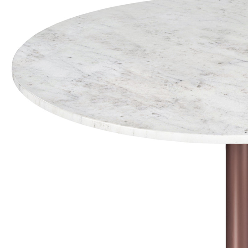 Osborne 36" Round White Marble Dining Table with Copper Base