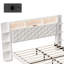 Smart LED White Velvet Upholstered Storage Bed With Bookcase Headboard & Charging Station (USB/Type-C), 140X200cm European Double / 160X200cm King, 2 Drawers Upholstered Frame-145181053