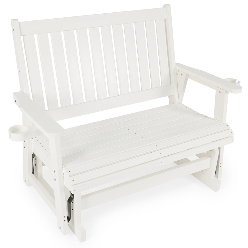 Fauteuil oscillant d'extérieur en bois Ruvimbo, Blanc