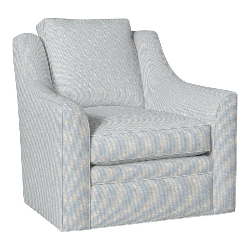 Nicholas Upholstered Swivel Armchair, Perigold Tres Chic Ice Blue